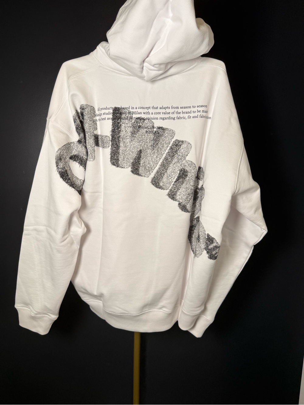 Off-White White Hoodie with Black Graphic Script Large